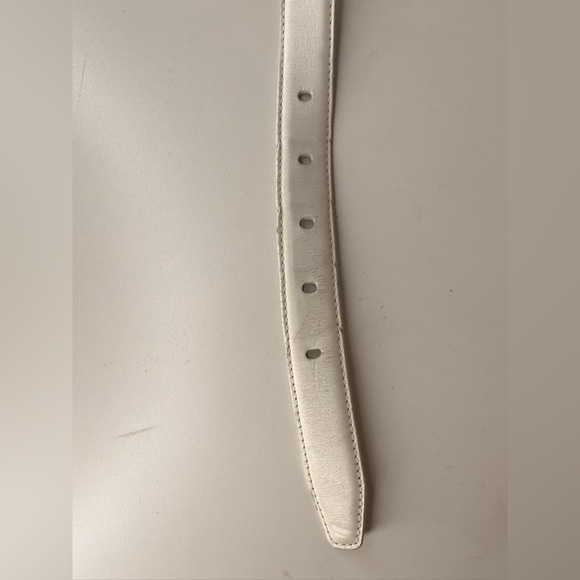 Ilana Goor White Leather Belt Sculptural Gold Buckle Vintage Artisan Designer M - Picture 8 of 9